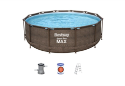Каркасный бассейн на опорах Ротанг Deluxe Set Bestway 56709 + фильтр-насос, лестница (366х100) - фото 20388