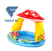 Детский надувной бассейн грибок с надувным дном 102х89см, 1-3 года. INTEX 57114
