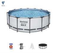 Бассейн каркасный BestWay Steel Pro MAX 56438 фильтр-насос, лестница, тент, 457х122см